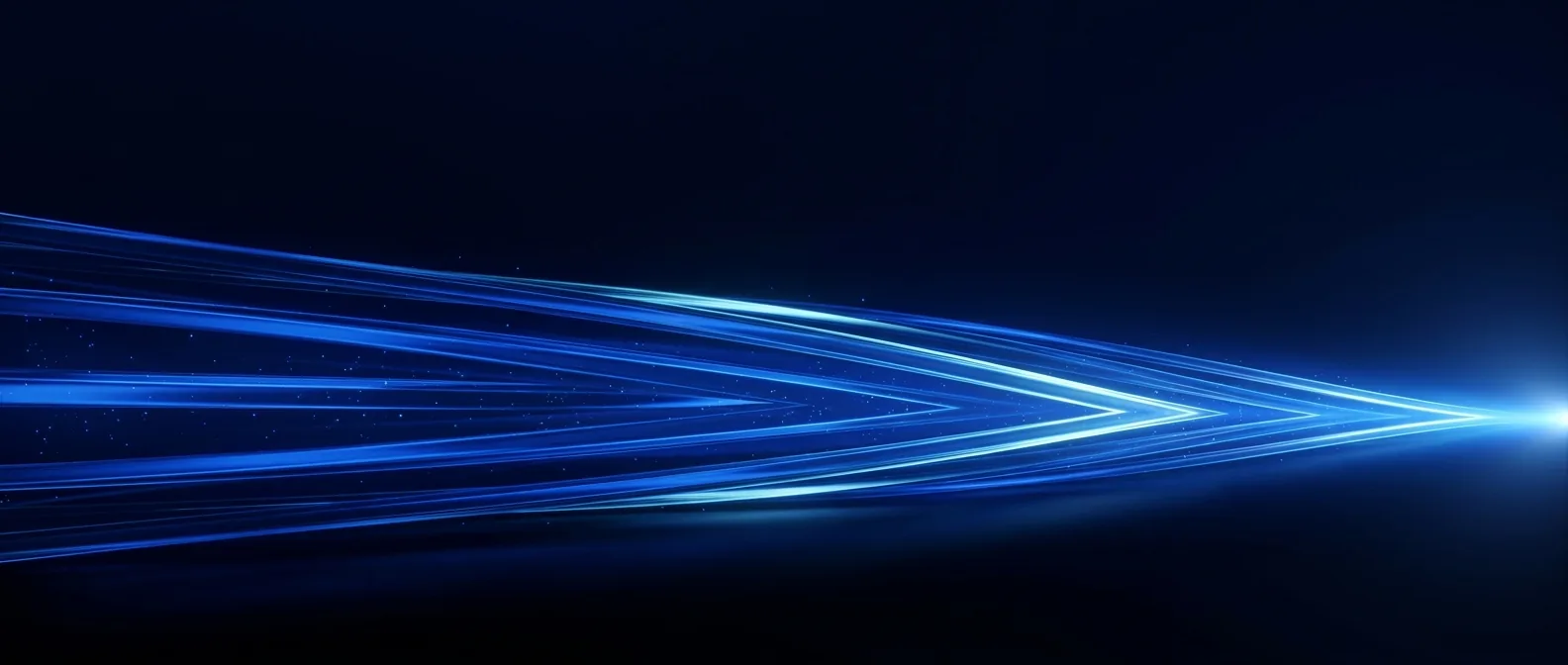 Abstrakte Ströme aus elektrisch blauem Licht, die pfeilförmig nach vorn fließen